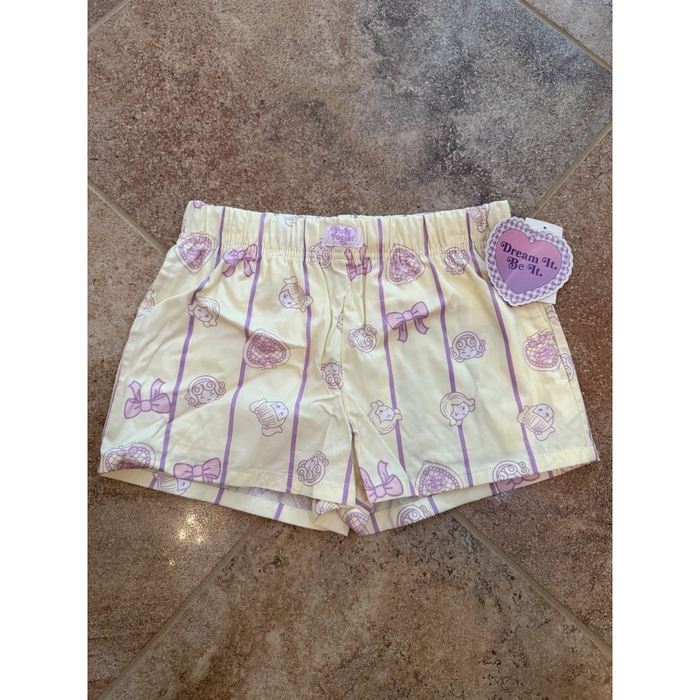 Girls' Mattel Polly Pocket Yellow Woven Shorts Size Small NWT Lounge Sleep Short